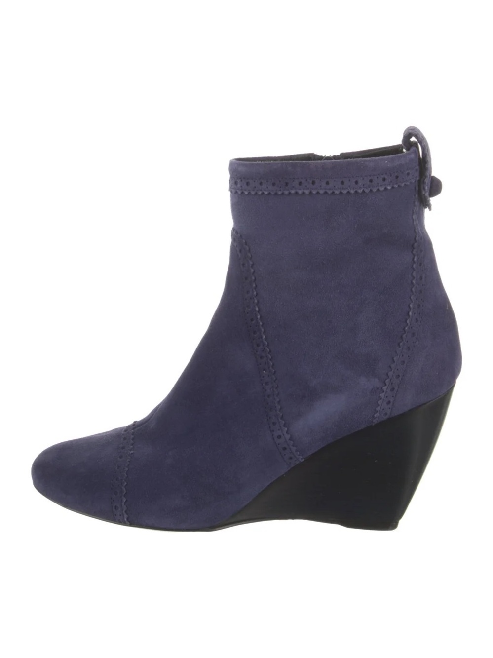 Balenciaga 38.5 Women Suede Wedge Ankle Boot - blue
